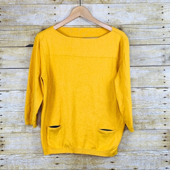 ana Sweaters - Ana Sweater 3/4 Sleeve Mustard Size Large
